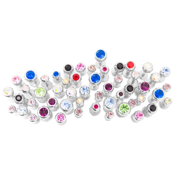 Labret Piercing Studs with CZ Gems Ten Pack