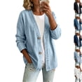 thumbnail image 2 of Denim Jacket for Women V-Neck Relaxed Classic Loose Fit Shaket Lightweight Vintage Fashion Button Jeans Cardigan,Light Blue,XL, 2 of 6