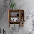 thumbnail image 3 of Gzxs Bathroom Wall Cabinet, 2-Doors Bamboo Medicine Cabinets with Towel Bar, Wall Mounted Storage Cabinet with Open Shelves, Over The Toilet Space Saver Organizer for Small Spaces, Natural, 3 of 10
