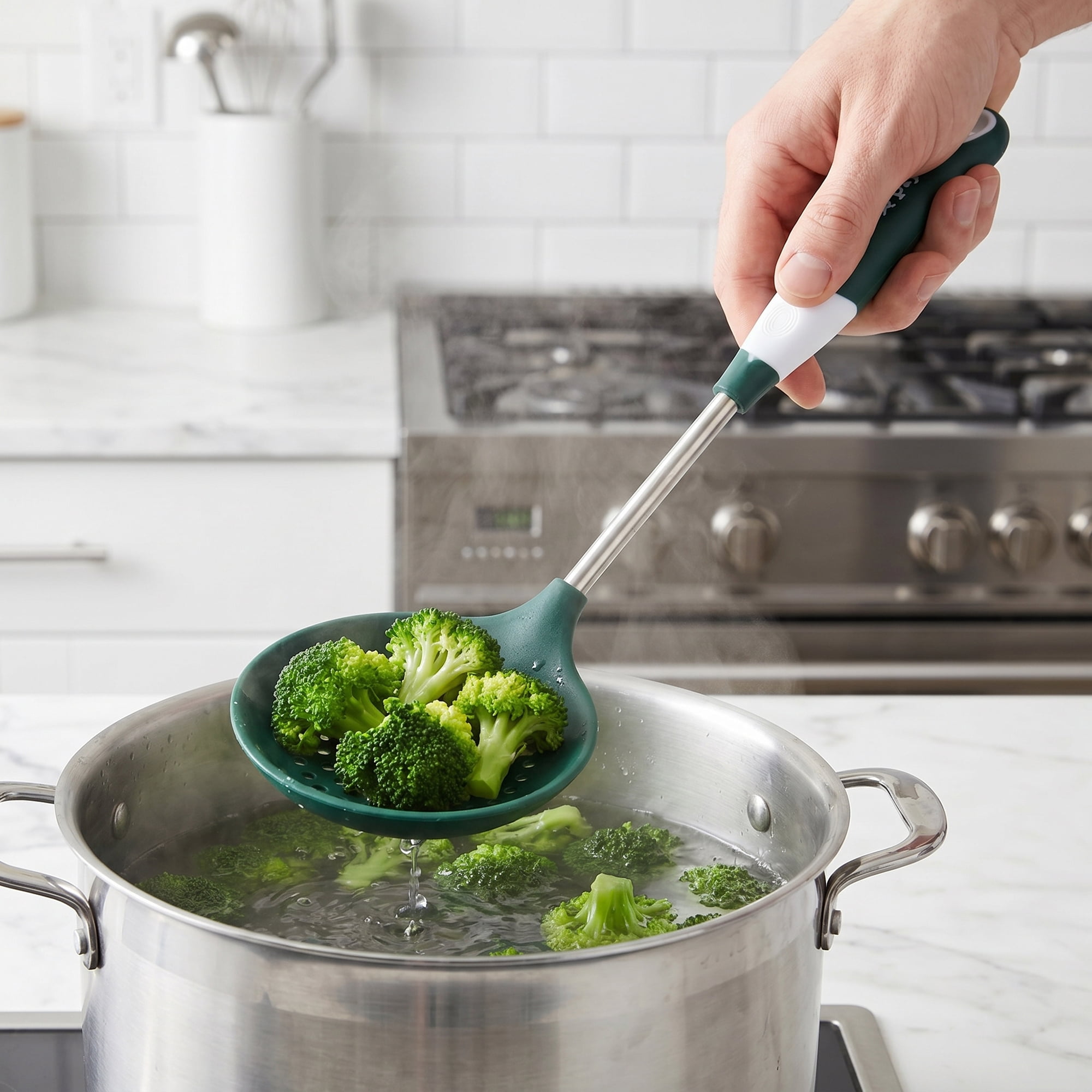 Unique Bargains Kitchen Utensil Set with Silicone Cooking Gadgets Green-Silver B 2pcs