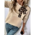 thumbnail image 3 of Women'S Stand Collar Casual Leopard Print Long Sleeve Pullover Autumn Tops  S, 3 of 7