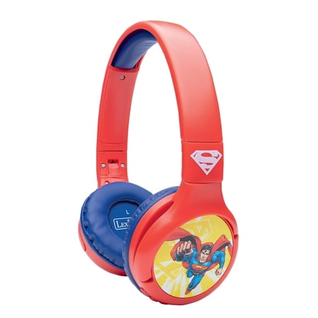 Lexibook – Superman – Kids’ 2-in-1 Bluetooth and Wired Headphones – Stereo Wireless Wired Limited Volume Foldable Adjustable for Boys/girls Red/blue