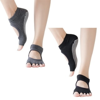 GOMOREON 1Pair Non Slip Yoga Socks with Grip, Toeless Anti-Skid