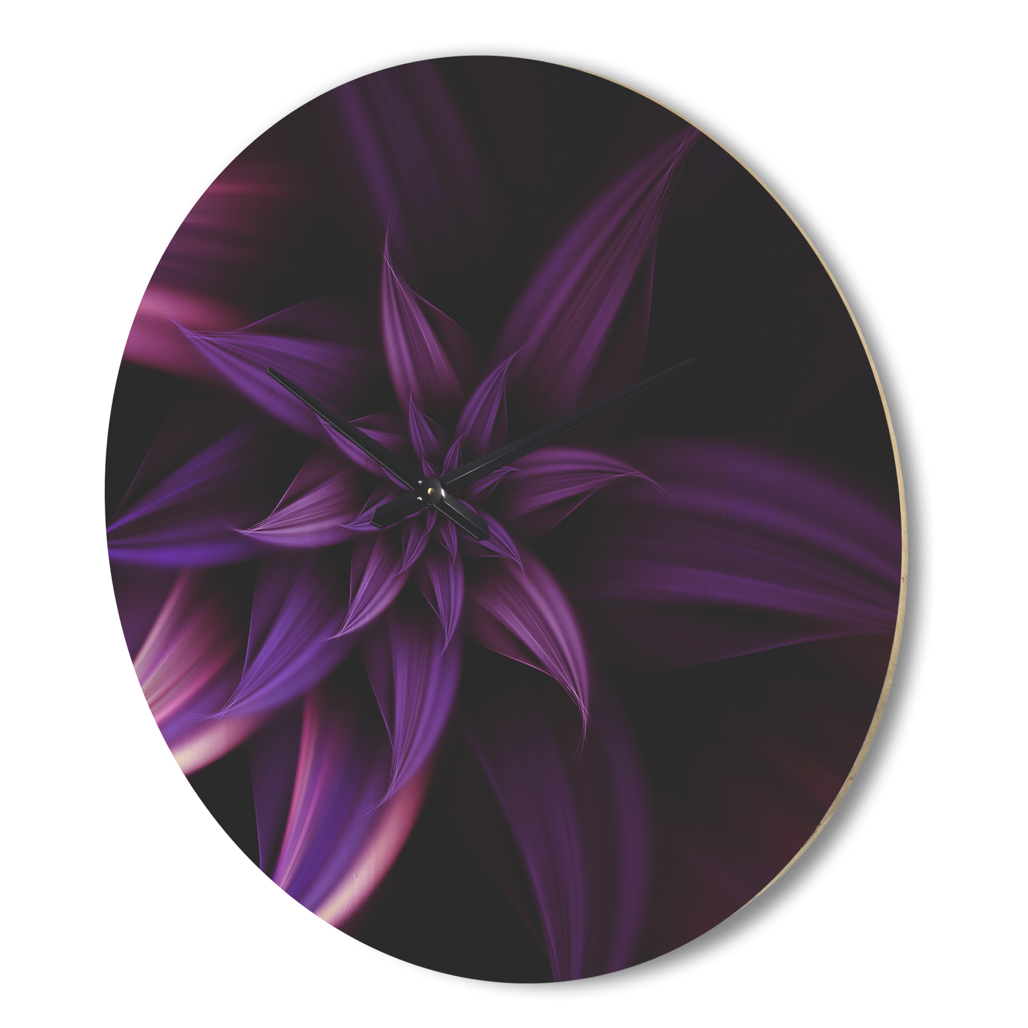 Designart 'Purple Fractal Flower' Modern Wood Wall Clock