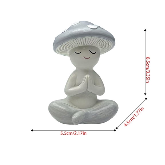 Meditation Mushroom Resin Statue - Cute Statue for Desk Living Room Resin Figurine for Home Patio Office Tabletop Garden Backyard Decor B
