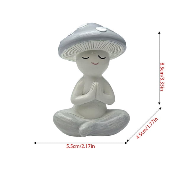 Bonita figura de resina de hongo de yoga | Decoración caprichosa para el hogar y el escritorio | Adorable adorno para el salón y una idea de regalo