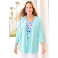 thumbnail image 4 of Catherines Women's Plus Size Eyelet Cardigan & Knit Tank Duet, 4 of 5