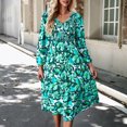 thumbnail image 3 of Vestido Vestido midi de corte A para mujer, vestido elegante con estampado escalonado, vestido elegante para ir al trabajo Cgtredaw Verde T S para Mujer, 3 of 7