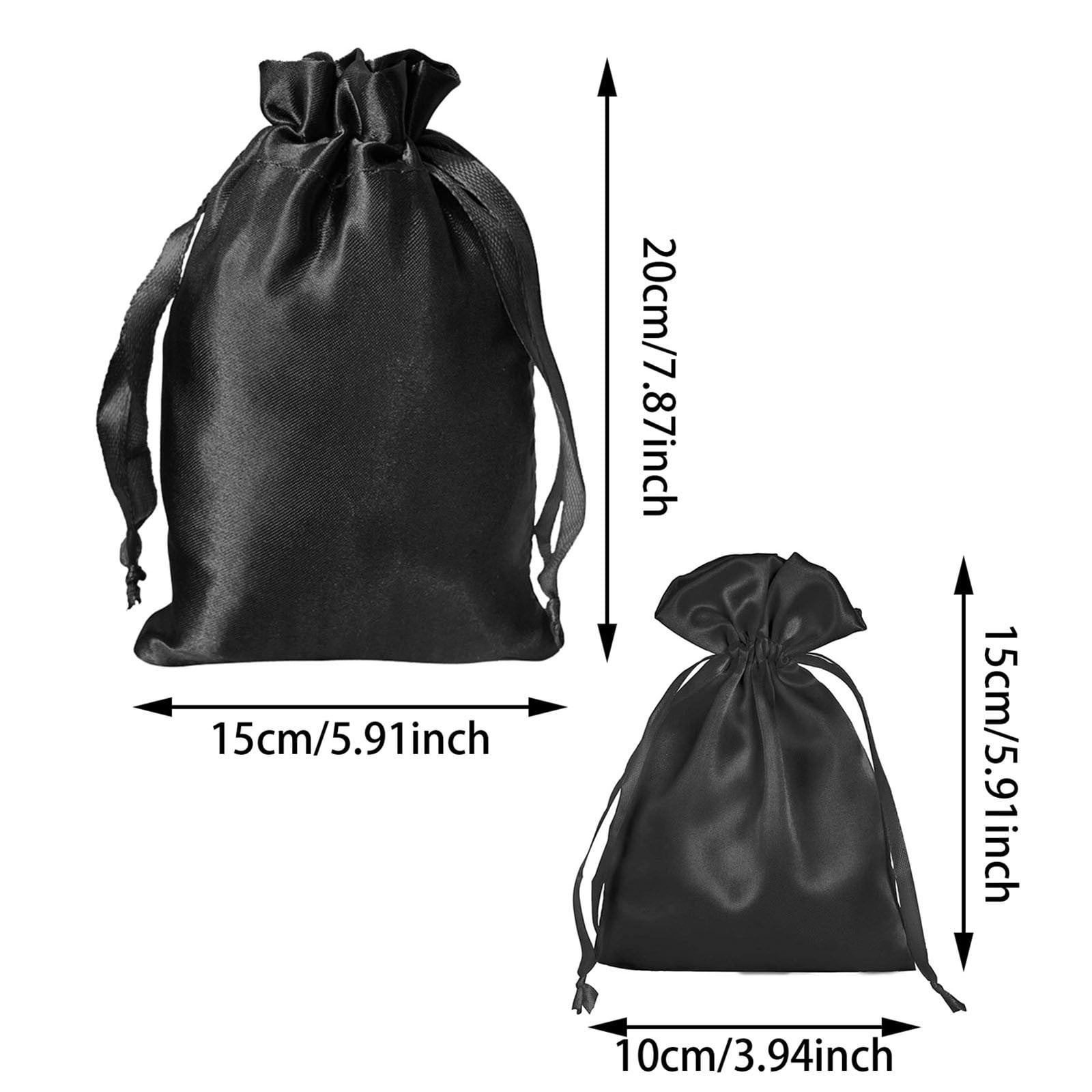 Lot De 2 Pochettes De Rangement En Satin Blanc Avec Cordon - Pour Bijoux, Accessoires, Voyage