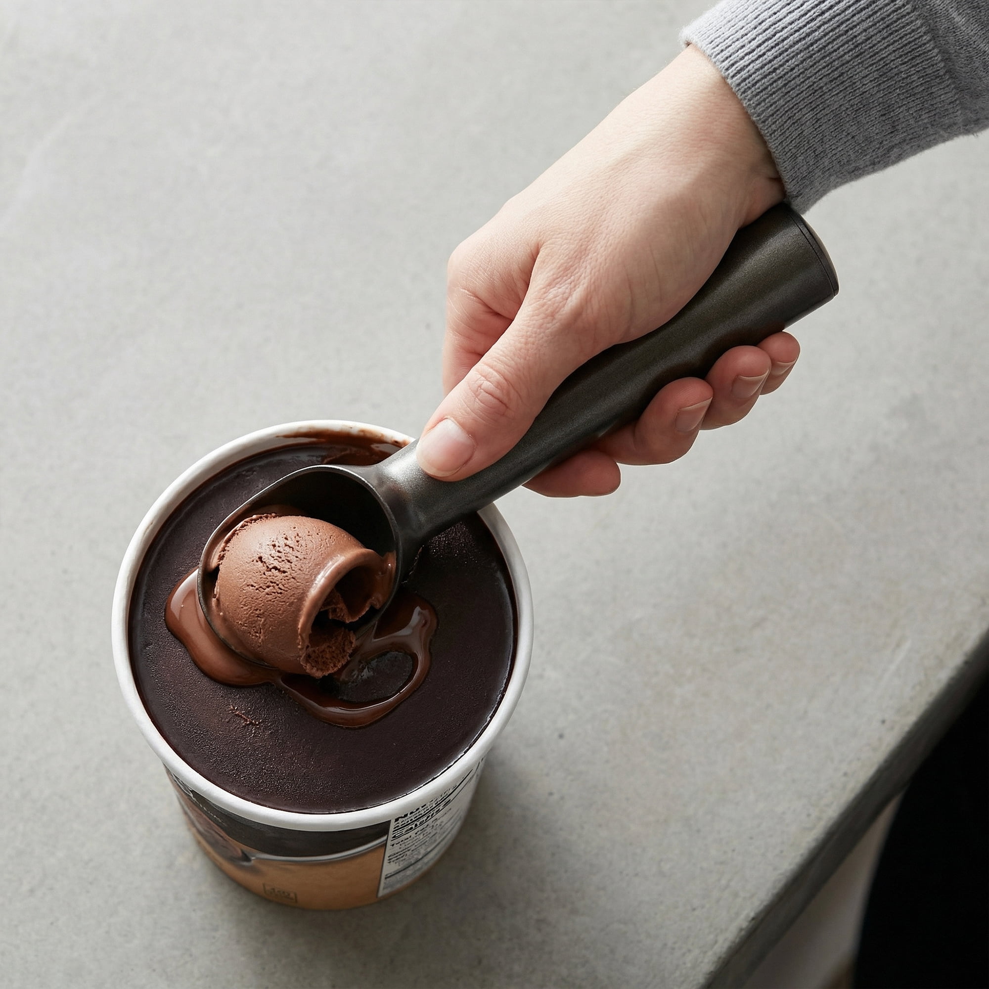 Unique Bargains Stainless Steel Ice Cream Scoop with Handle Black 1