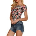 thumbnail image 5 of Allegra K Women's  Slim Fit Short Sleeves Off the Shoulder Cropped Top, 5 of 7