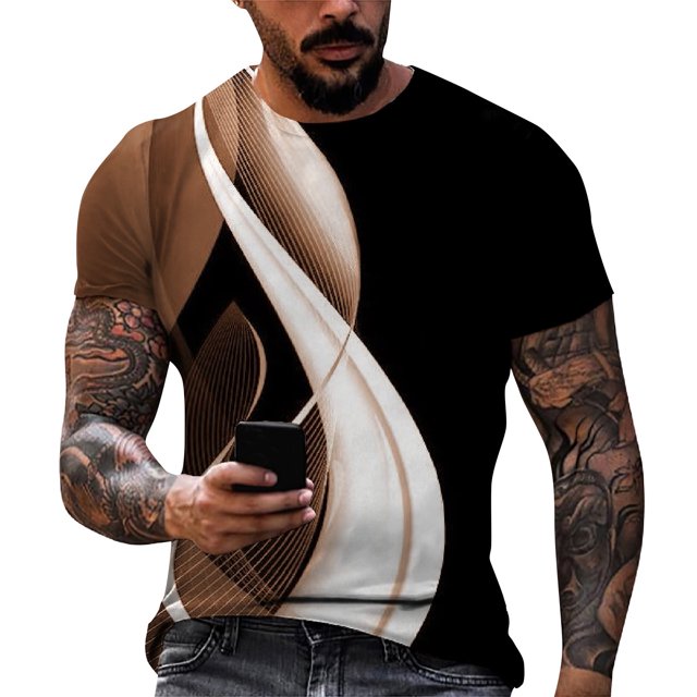 Men'S T-Shirt Short Sleeve Printed Summer Round Neck Top Trend Casual Sweatshirt L
