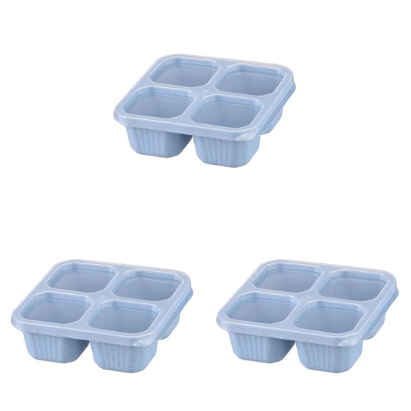 1-4Pcs 6.5x6.1x2.1 Inch Snack Container with 4 Compartments Reusable Meal Prep - Bento Box for Work Travel, Divided Lunch Snack Box with Transparent Lids