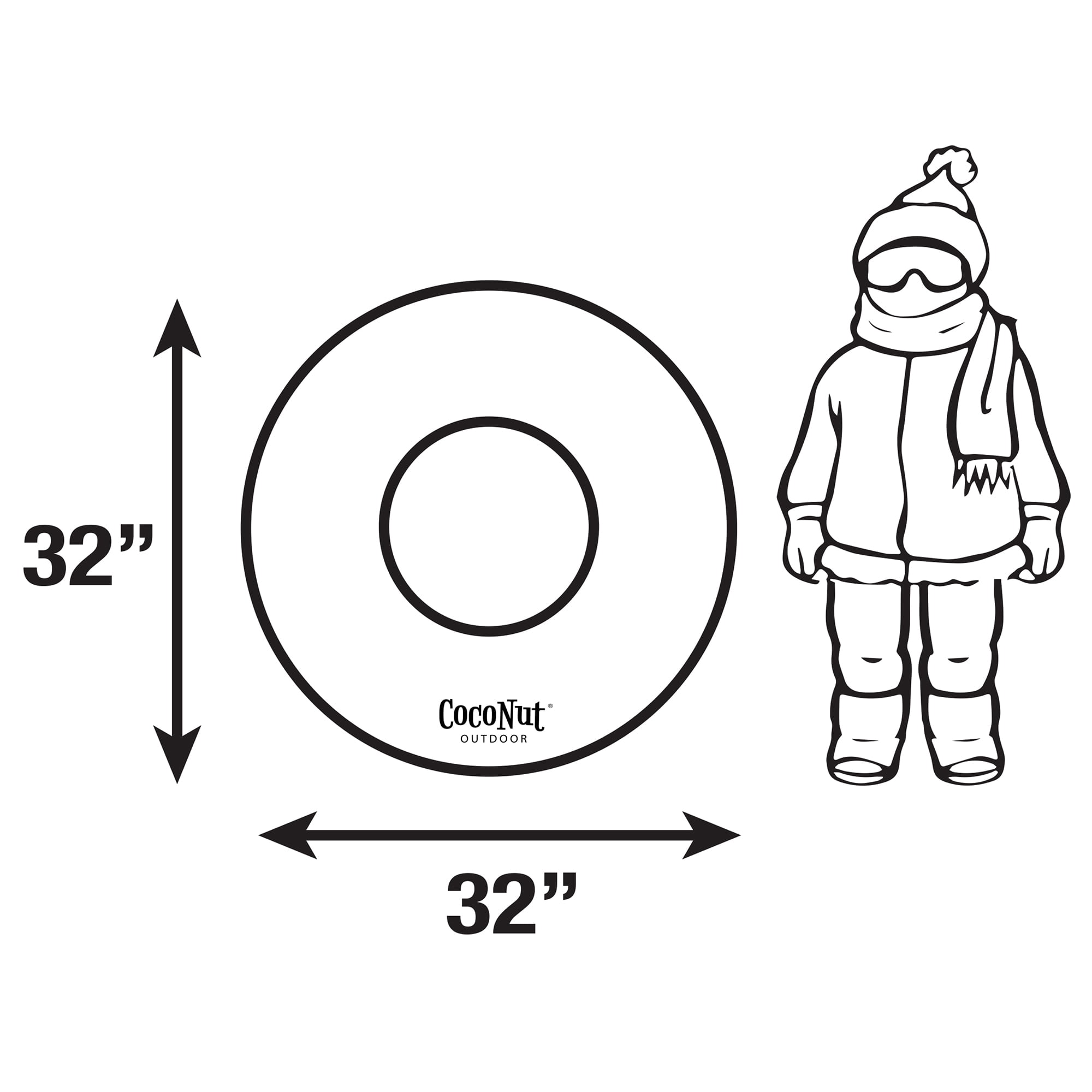 CocoNut Outdoor: Snow Day Bear & Penguin - 32" Inflatable Polar Bear & Penguin Junior Snow Tube - Heavy Duty Snow Sled with Sturdy Handles for Kids, Lightweight Snow Tube for Boys and Girls, Kids 5+