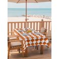 thumbnail image 2 of Outdoor Tablecloth with Umbrella Hole for Patio/Picnic/Party/Camping, Orange Plaid Waterproof Table Cloth Rectangle Table Cover Washable, Modern Minimalist Geometric Gingham Checkered (60"x 102"), 2 of 8