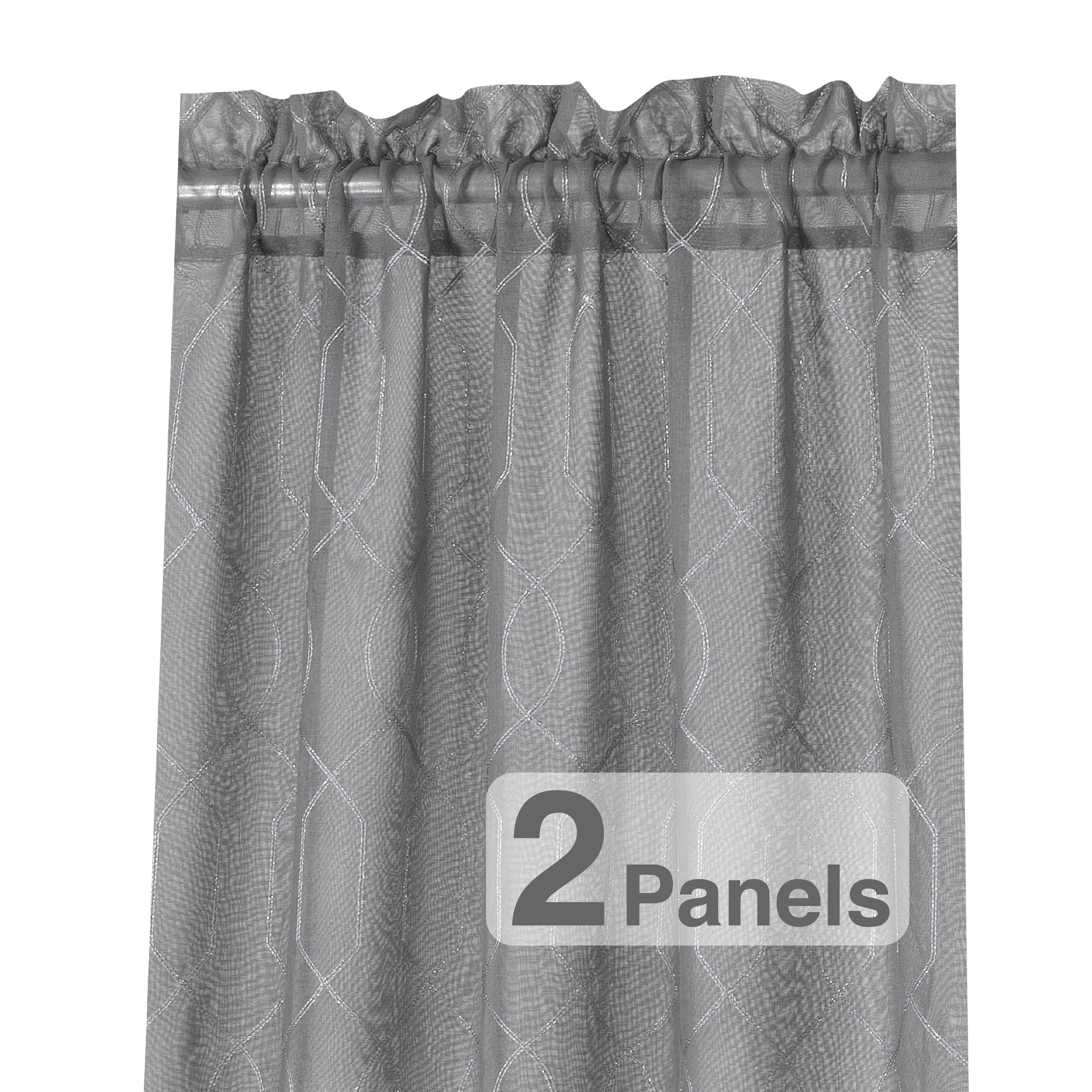 38x84 2 Pack Regal Home Collections Cayman Embroidery Sheer Rod