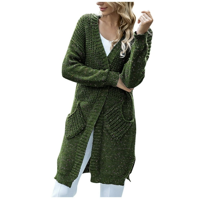 CEHVOM Cardigan Long à Manches Longues pour Femmes Couleur Unie Ample en Liquidation