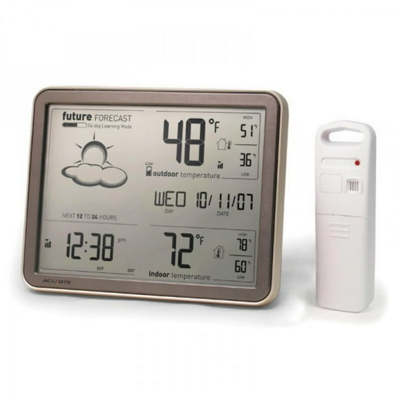 AcuRite 75077A3M Self-Learning Forecast Wireless Weather Station with Large Display and Atomic Clock, Black CA2