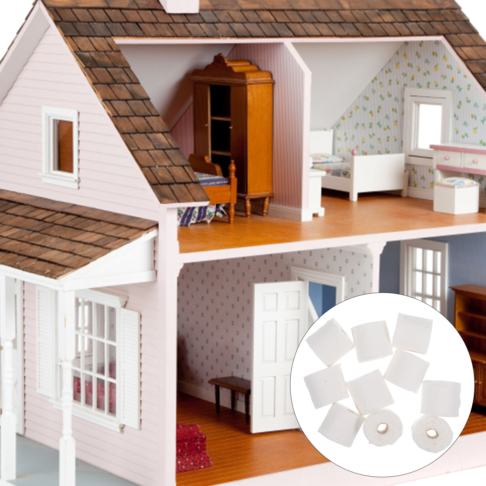 Puppenhaus-Badezimmer Set 1/24 – Badewanne, WC & Waschbecken