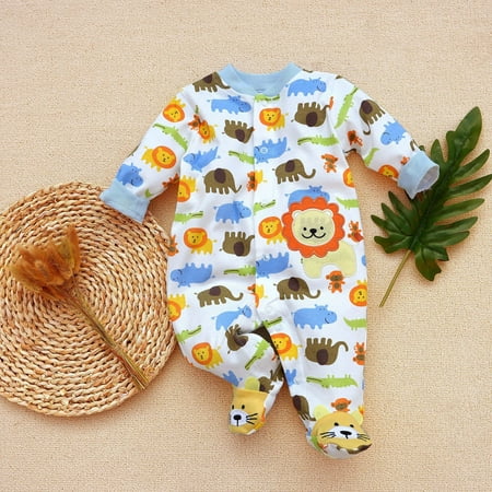 

Fangying Spring Dress New Baby Foot-wrapped One-piece Suit Long Sleeve * Cotton One-piece Climbing Suit 3-12m