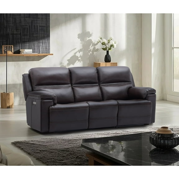 Genuine Leather Reclining Sofa with Zero Gravity, Adjustable Headrest Footrest, USB & Type-C Ports