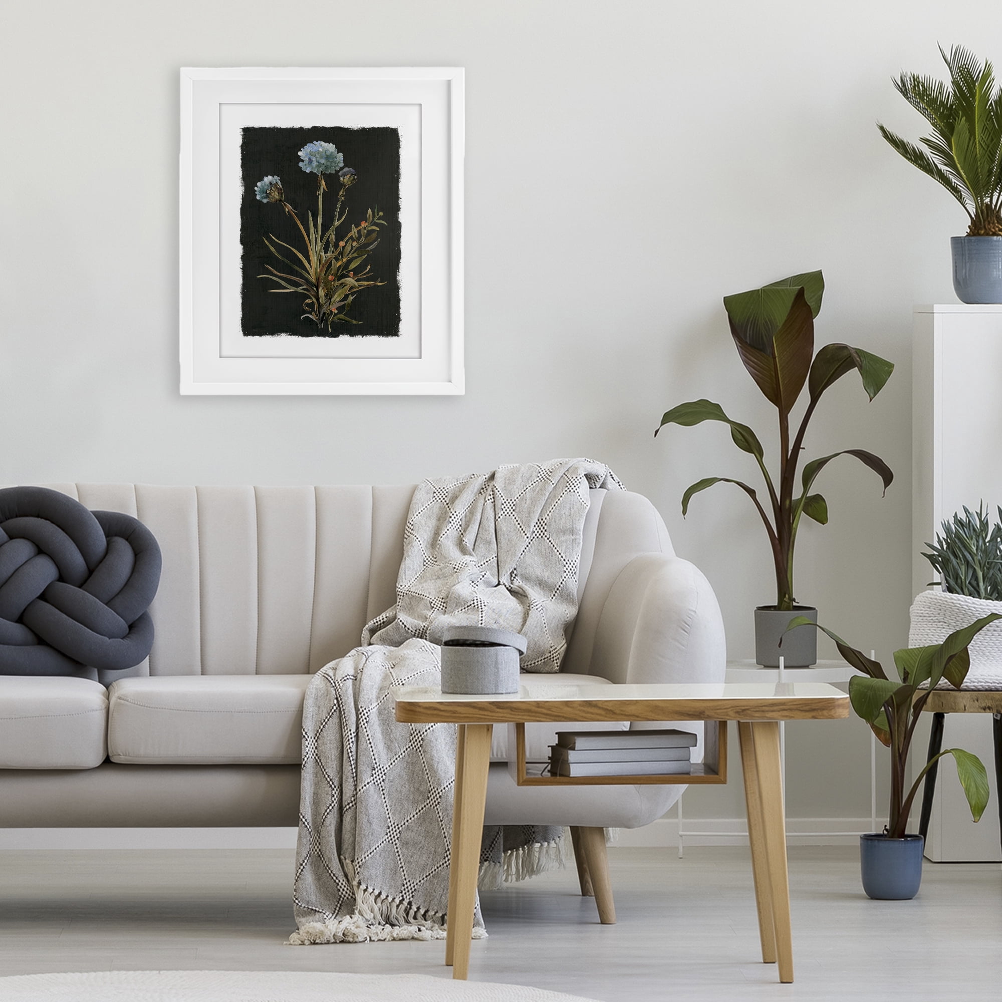 Stupell Industries Cerulean Bloom on Dark Green White Framed Print Under Glass, design by Carol Robinson