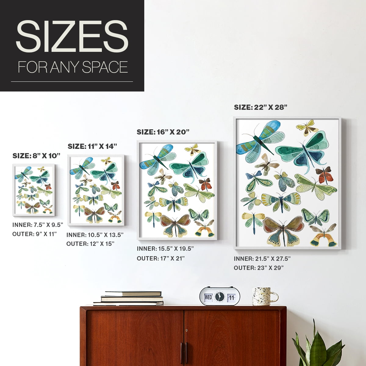 Wings Galore I Framed Print - Solid Wood in Single Picture Frame Solid Wood 2 Framed Print