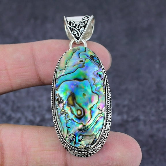 Abalone Shell Handmade 925 Sterling Silver Jewelry Pendant 2.29" For Her