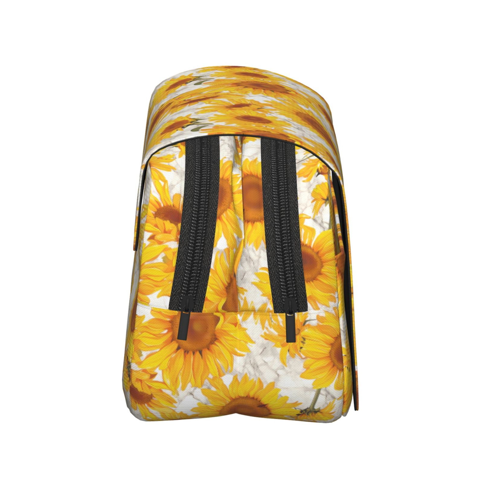 Rateoe White Marble Pattern Sunflower Pattern Double Clamshell Pen Case, Storage Organizer with Two Zipper Compartments– Holds Up to 50 Pencils & Pens