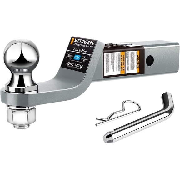 RONGTUO Trailer Hitch Ball Mount, 2" Drop Hitch with 2" Ball, 6,000 lbs GTW, Fits 2-Inch Receiver, Solid Steel Towing Kit with Hitch Pin & Clip, Titanium Grey