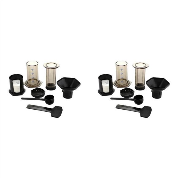 2X Portable Coffee Pot Hand Brewed French Press Pot Hand Press Drip Filter for Office Home Travel Camp Coffee Maker,2set x French press pot (with 350 filter paper),Black