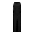 thumbnail image 4 of 2PC Fashion Women's V-neck Solid Sleeveless Top Loose Pocket Pants Suit Workout Tank Tops Sets, 4 of 6
