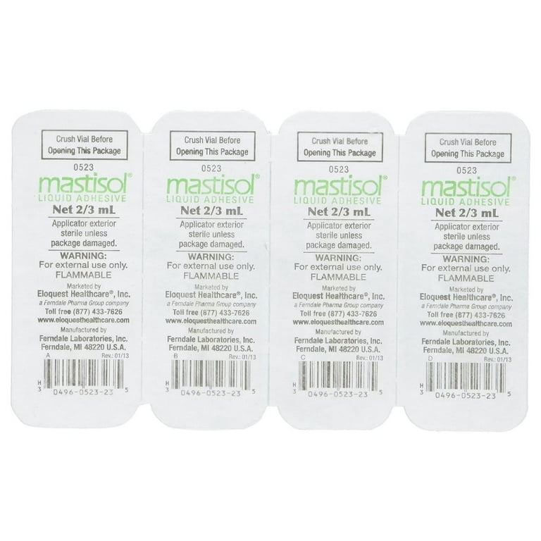 ファッションなデザイン Mastisol (4 Four Vials, mL 2/3 Adhesive Liquid Medical 研究用容器・計量器