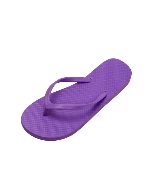 Purple Unisex Flip Flops Rubber Toe Post Thong Sandals Casual Waterproof Textured Sole Non Slip Indoor Outdoor Home Beach Size 37 Foot Length 9.84 Inches