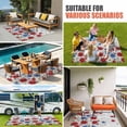 thumbnail image 4 of Red Blue Floral Outdoor Rug for Patio/Deck/Porch, Non-Slip Large Area Rug 5 x 8 Ft, Independence Day Flowers Grey Wooden Indoor Outdoor Rugs Washable Area Rugs, Reversible Camping Rug Carpet Runner, 4 of 8
