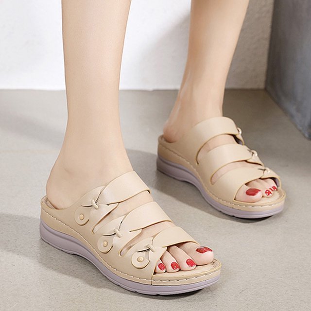 Mujeres Verano Slip-On Cuñas Playa Punta Abierta Transpirable Sandalias Zapatos Zapatillas Wmkox8yii ytu11153
