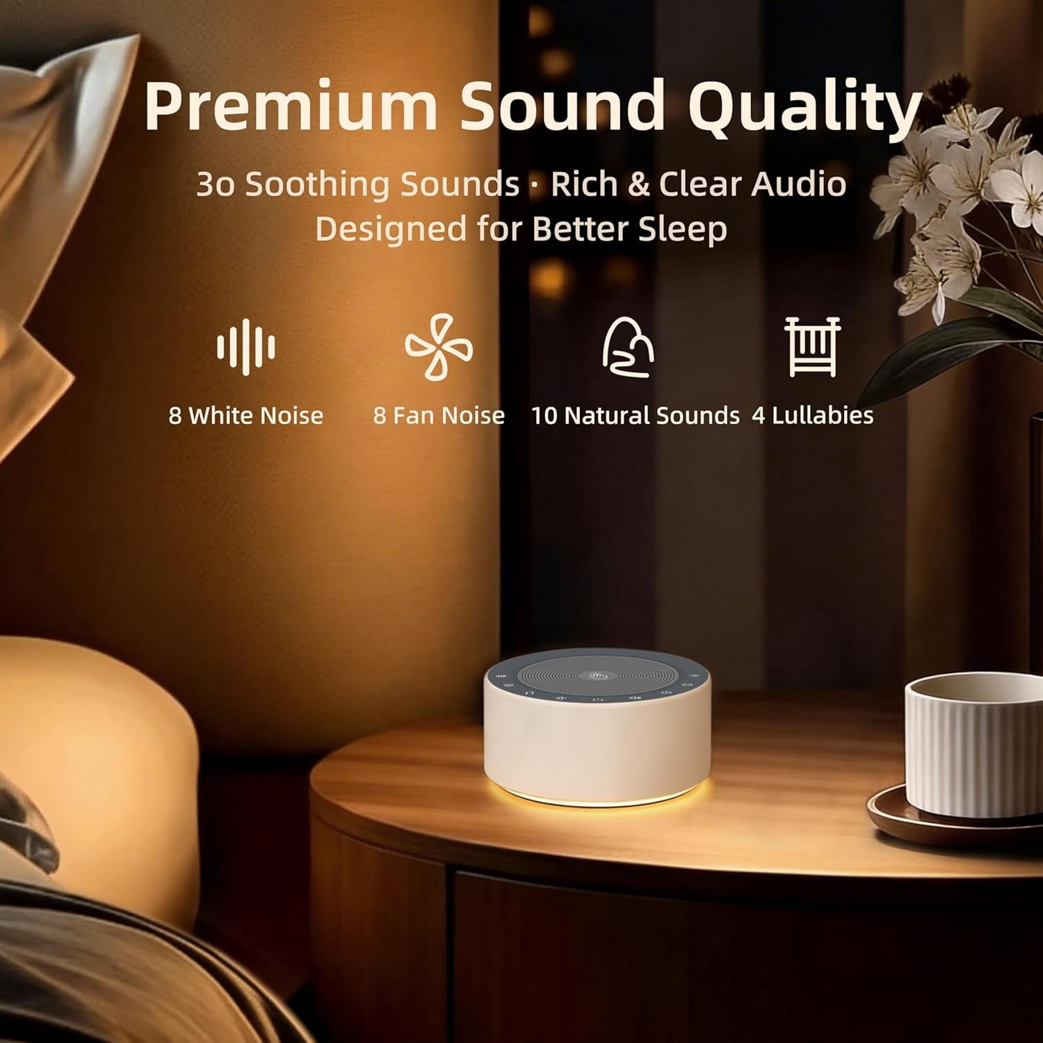 Kipcush 30 Soothing Sounds White Noise Machine with Night Light and Timer for Babies and Adults White