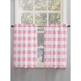 thumbnail image 3 of Kitchen Curtains 54 Inches length, Pink Checkered Window Treatment Curtain Drapes, Pink White Buffalo Plaid Thermal Insulated Drapes for Basement Hotel RV, 42"x54", 2 Panels, 3 of 7