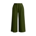 thumbnail image 5 of Bzdzmqm Women's High Waisted Wide Leg Capri Pants with Pockets Solid Casual Streetwear Elastic Waist Summer Cropped Beach Work Trousers Fashion, Army Green 2XL, 5 of 7