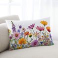 thumbnail image 2 of Waterproof Outdoor Throw Pillows with Inserts 12"x20", Spring Flowers Soft Decorative Pillowcases for Couch Bedroom, Elegant Floral Pastoral Watercolor Botanical Pillow Covers for Sofa Living Room, 2 of 8