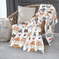 thumbnail image 2 of ZNDUO Shiba Dog Cartoon Doodle Pattern Pattern Thickening Blanket, Fluffy Soft Cozy Flannel Throw Blankets, 60"x50" Inches, 2 of 8