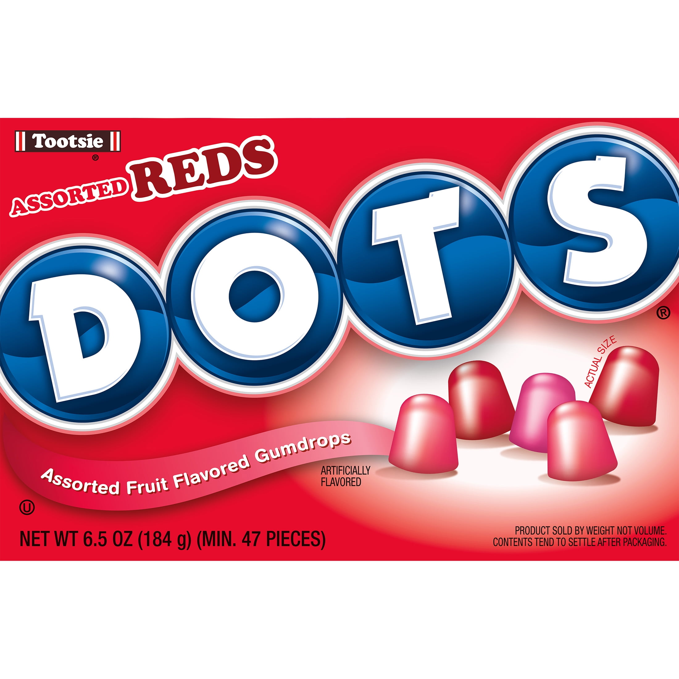 Tootsie Dots All Reds Gummy Candy 6.5 oz, Peanut Free, Gluten Free