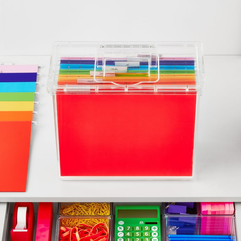 The Home Edit Office File Box with Top Handle, Clear Plastic, 13.3