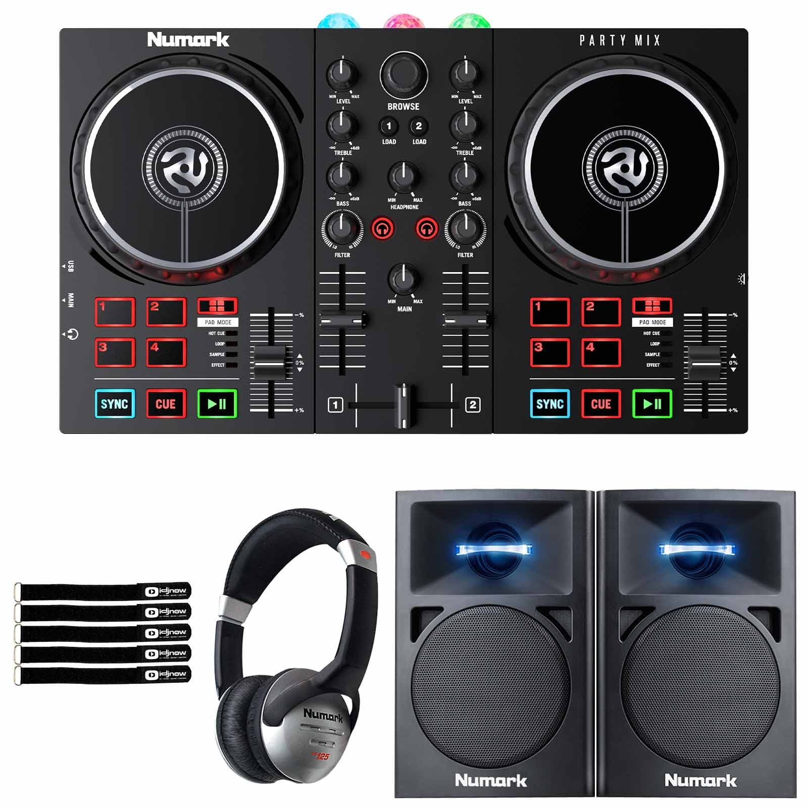 Numark Party Mix II BuiltIn Light Show DJ Controller with 3" Powered