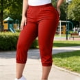 thumbnail image 2 of Annhoo Plus Size Capris for Women Elastic Waist with Pockets Jogger Capris Lightweight Breathable Casual Pants, 2 of 8