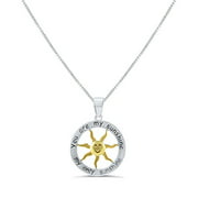 Sterling Silver Two Tone You are my Sunshine my Only Sunshine Necklace 18"