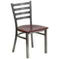 thumbnail image 1 of HERCULES Series Clear Coated Ladder Back Metal Restaurant Chair - Mahogany Wood Seat, 1 of 6