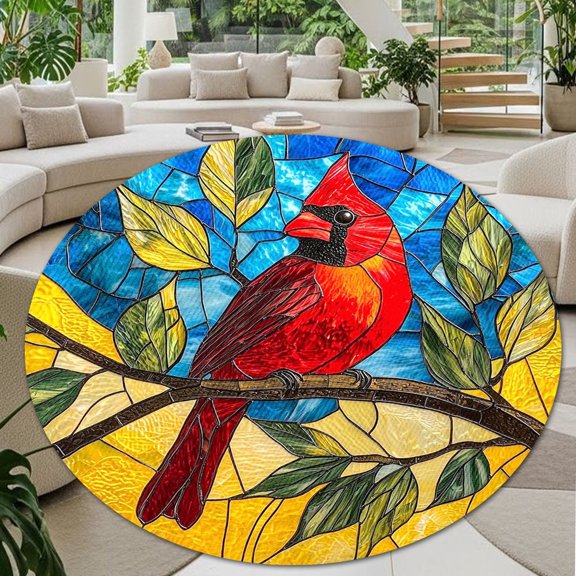 Cardinal Round Area Rug, 24 Inch, Washable Non-Slip Floor Mat