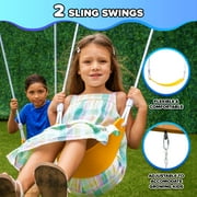 Sportspower Addison Wooden Swing Set with Heavy Duty Double A-Frame, on Slide, Bonus Anchor Kit - for Ages 3-8