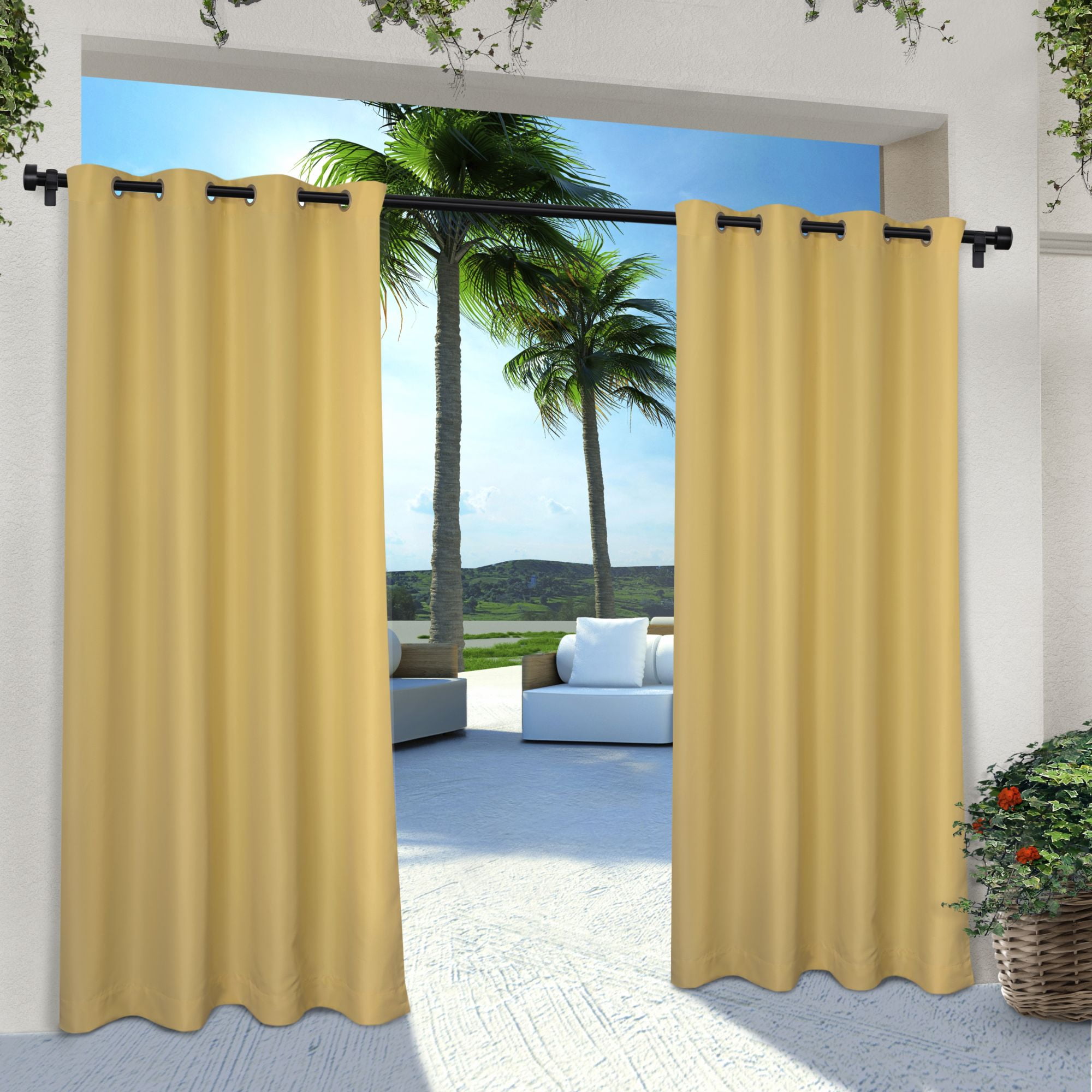 Exclusive Home Curtains Indoor/Outdoor Solid Cabana Grommet Top Curtain